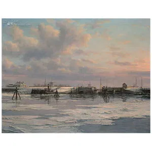 Sluis van Zoutkamp vanaf zee gezien