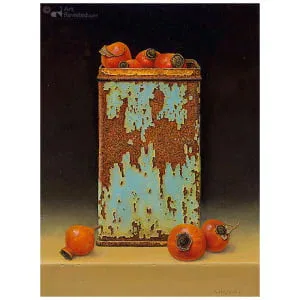 Rozenbottels met roestig blikje