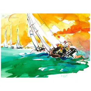 Zeilboten in de avond