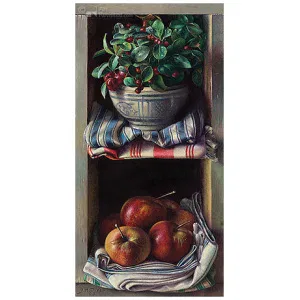 Kastje met sneeuwbes en appels