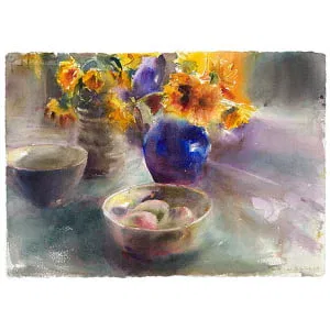 Zonnebloemen en mango's