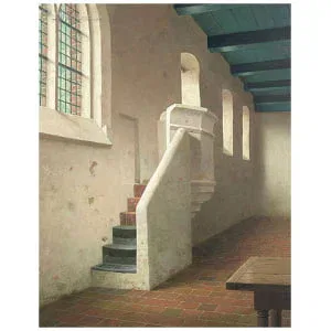 De 13e eeuwse stenen preekstoel in de kerk van Fransum