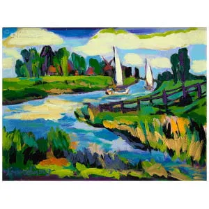 Zeilbootjes in landschap