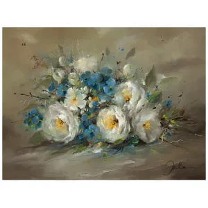 Blauw en wit met bij