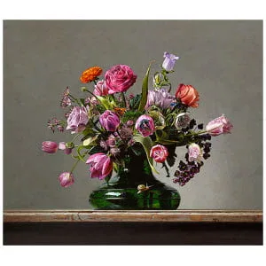 Bloemstilleven met kleine vos