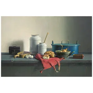 Stilleven met rode tas