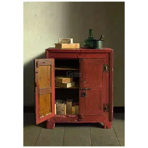 Rode kast met boeken