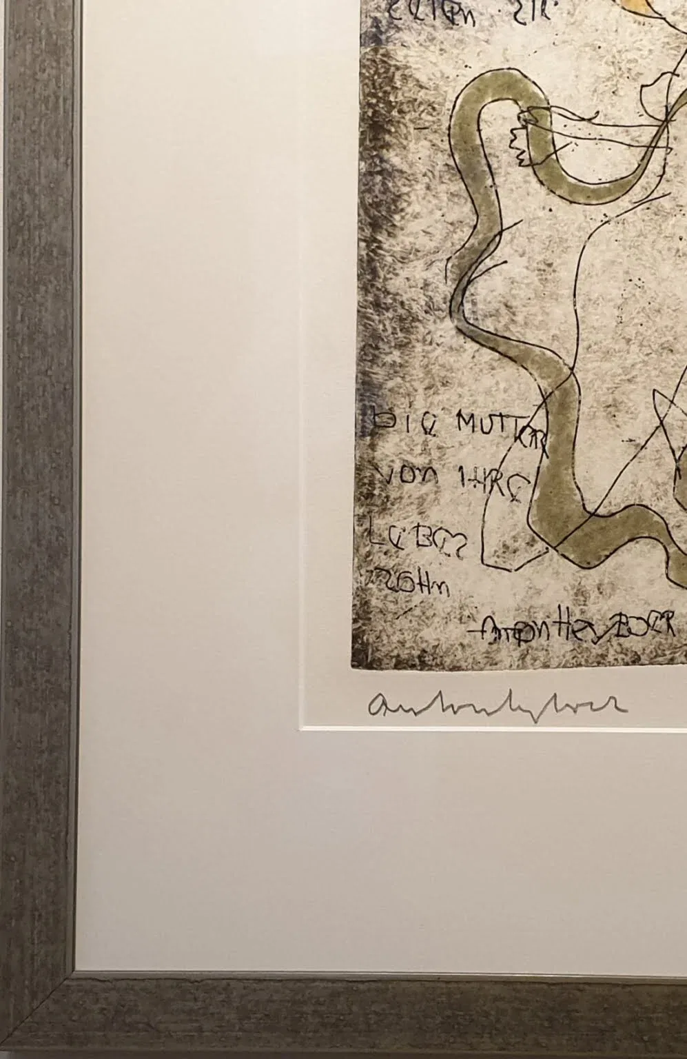 een schilderij met tekst erop in een houten lijst