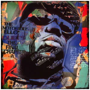 een schilderij van een man met bril en muzieknoten