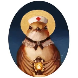 een kleine vogel met een rood kruis op zijn kop