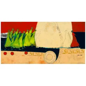 een schilderij met veel verschillende kleuren en vormen