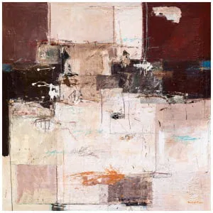 een abstract schilderij met veel verschillende kleuren en vormen