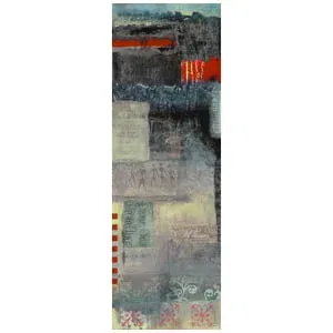 een abstract schilderij met veel verschillende kleuren en vormen