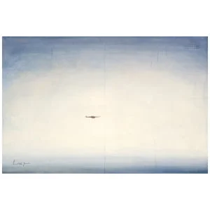een vliegtuig vliegt in de lucht boven de oceaan