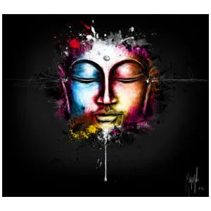 het gezicht van Boeddha met kleurrijke verf erop