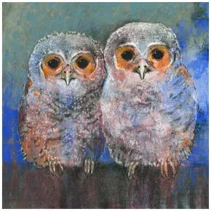 twee uilen die op elkaar zitten