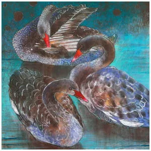 twee vogels zwemmen samen in het water