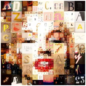 een collage van verschillende letters en cijfers