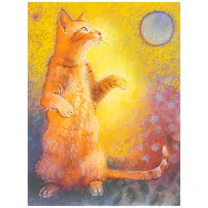 een tekening van een kat die op zijn achterpoten staat