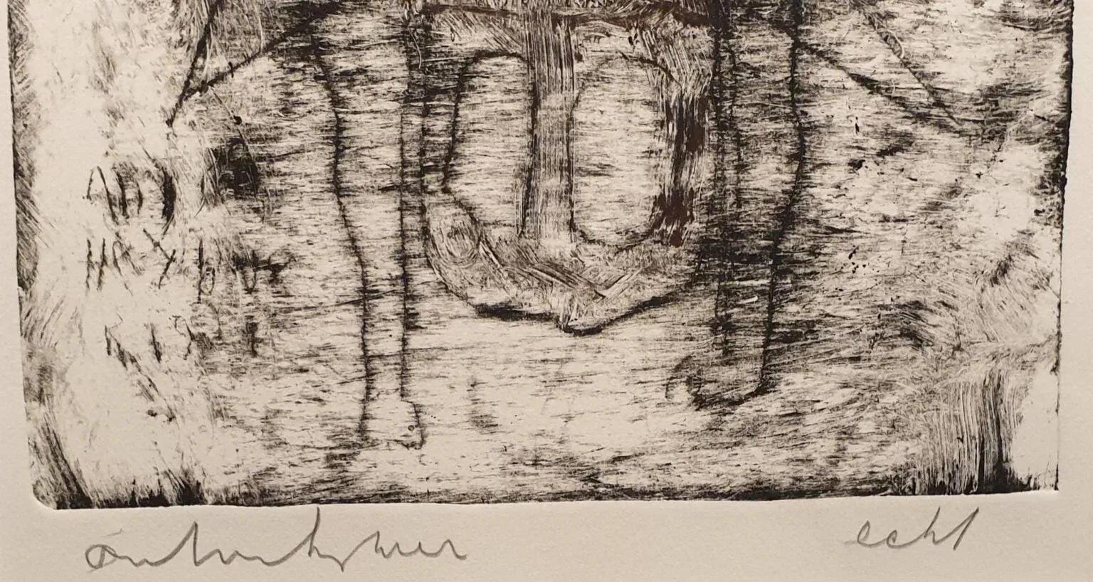 een zwart-wit tekening van een boomstam