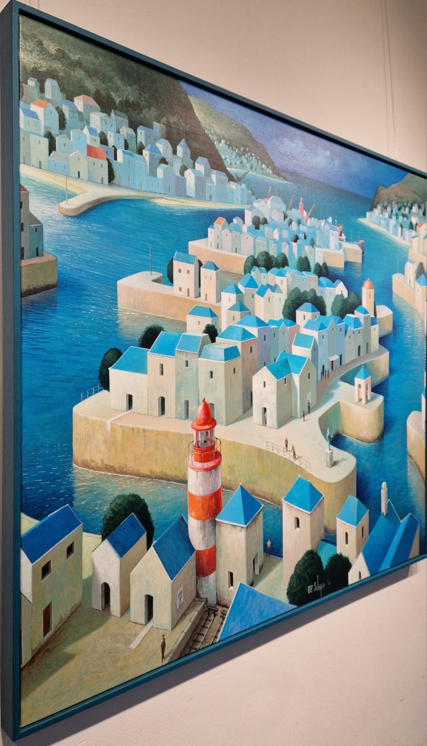 Michiel Schrijver, Een goede boodschap, blauwe alu lijst, detail ZK