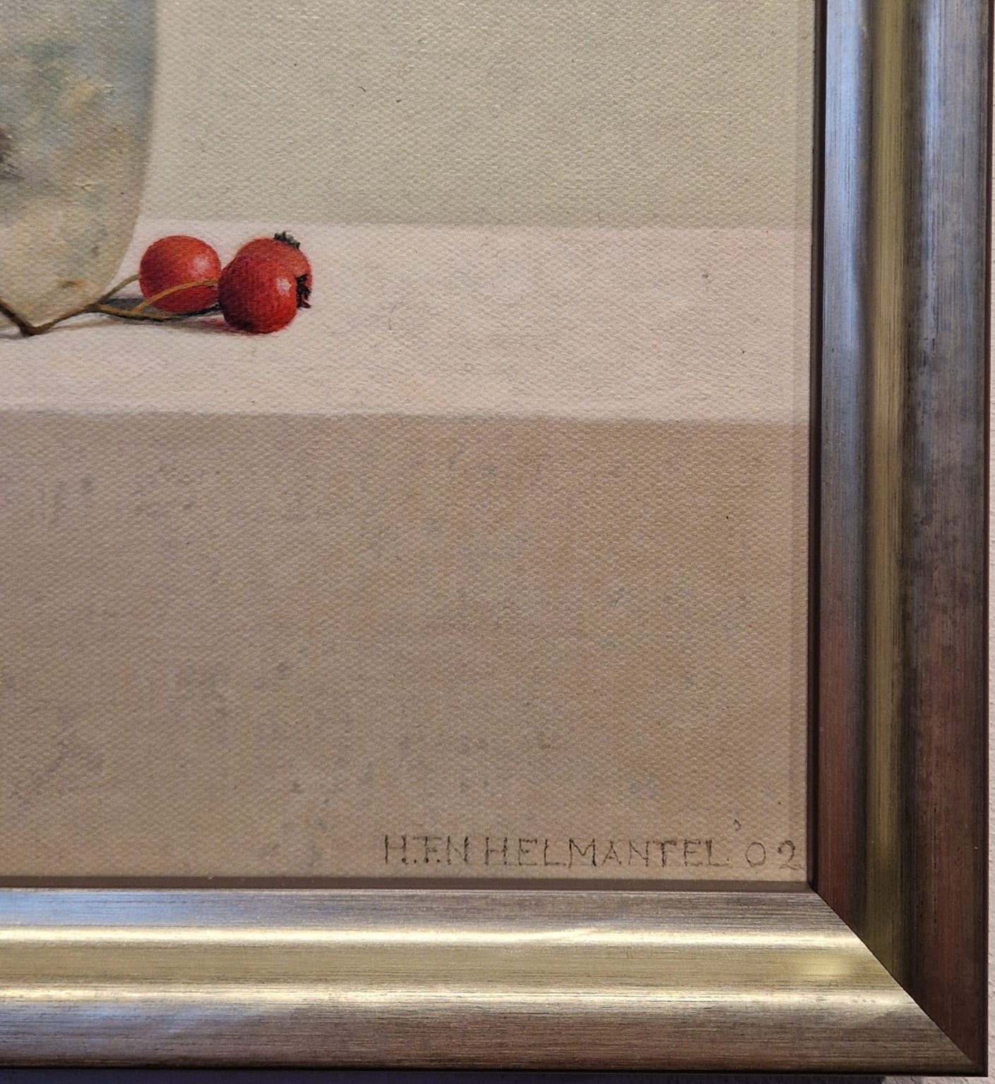 Henk Helmantel, Meidoornbessen in Romeins glas, detail LH