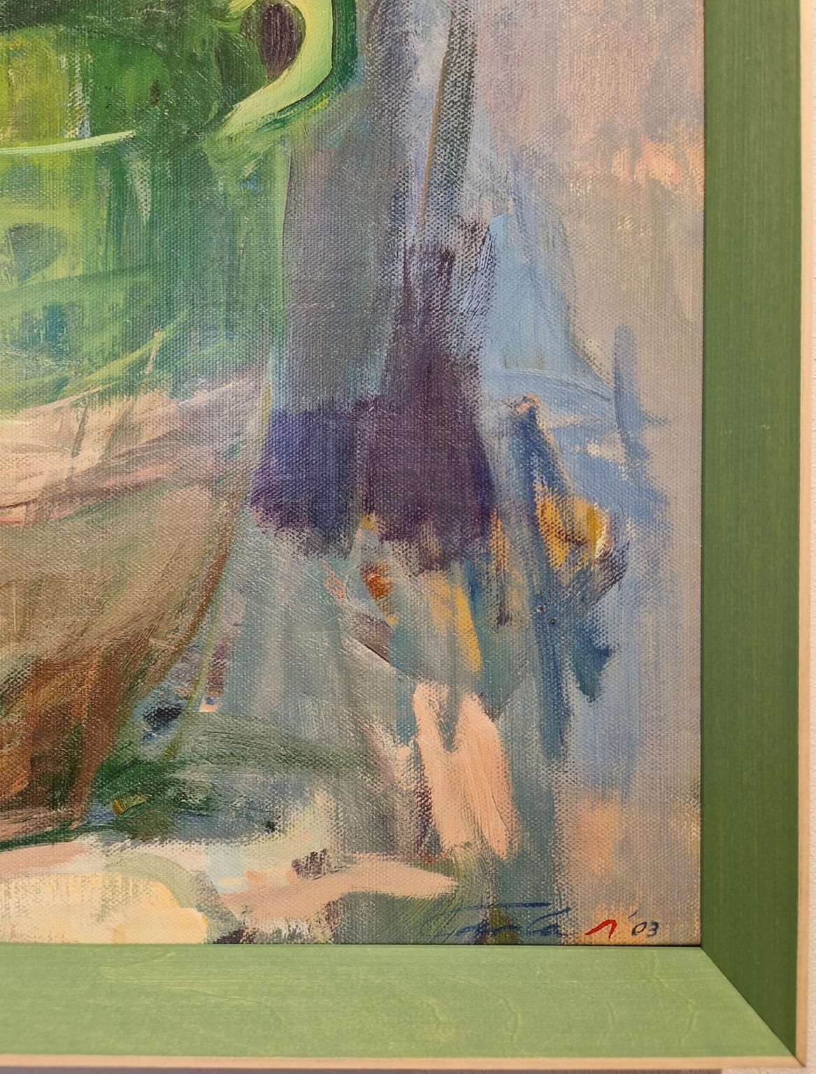 Carla Rodenberg, Groene pot en boeket, detail LH