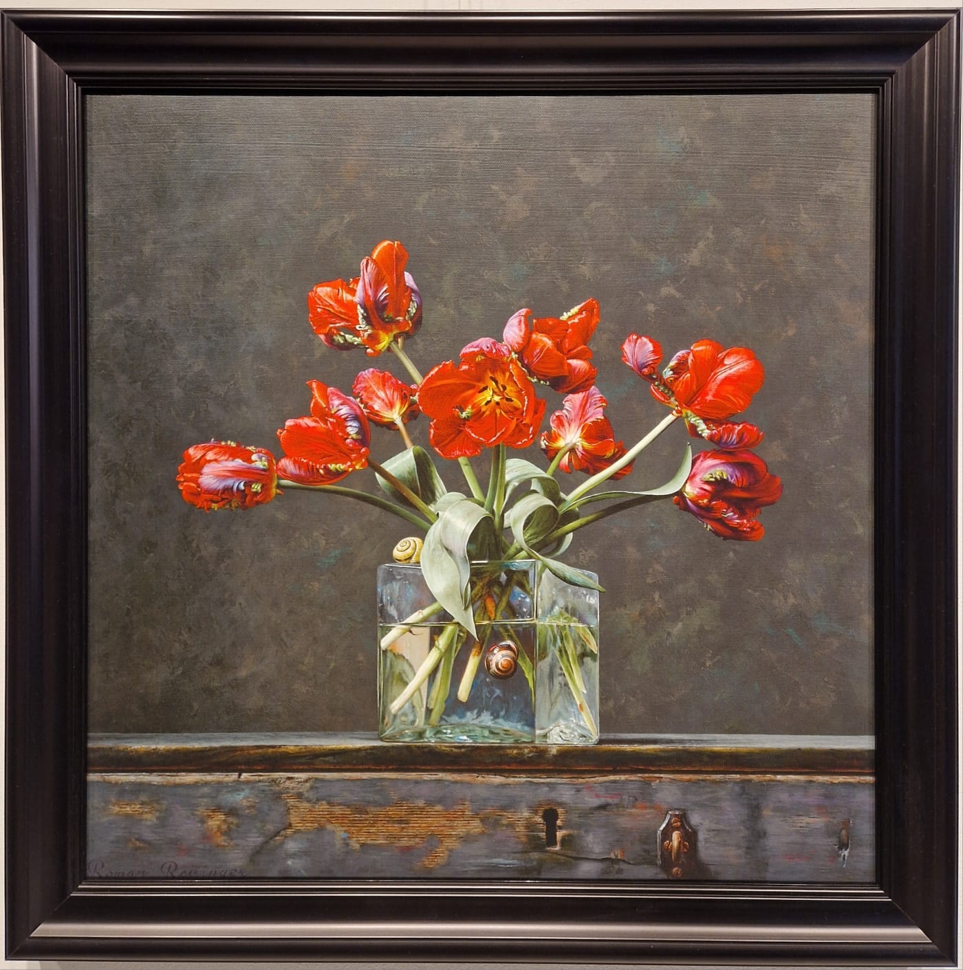 Roman Reisinger, Stilleven met papagaaitulpen, V