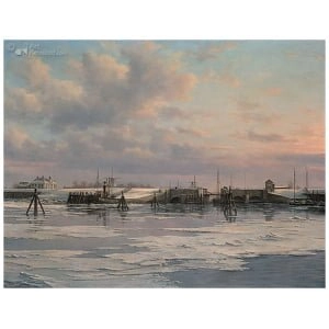 Sluis van Zoutkamp vanaf zee gezien