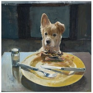 Robby met kippenbotjes