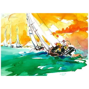 Zeilboten in de avond