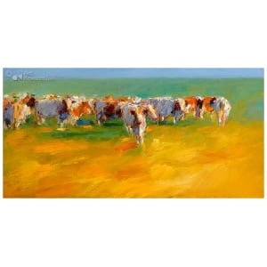 Rode koeien in laat zomerlicht