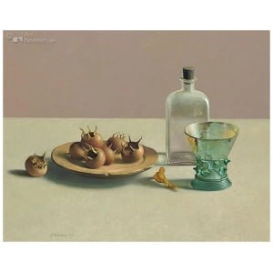 Stilleven met glaswerk en mispels