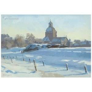 Sneeuwlandschap met kerk