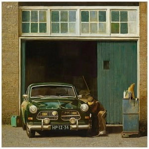 Volvo Amazone bij de garage