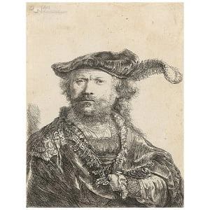 Zelfportret met gepluimde baret