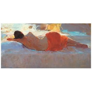 Liggend model in rood