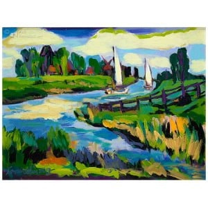 Zeilbootjes in landschap