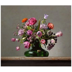 Bloemstilleven met kleine vos