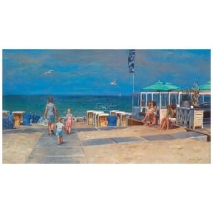 Strandopgang met strandtent