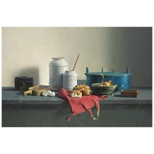 Stilleven met rode tas