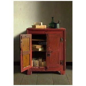 Rode kast met boeken