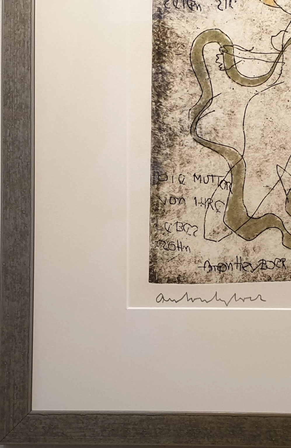 een schilderij met tekst erop in een houten lijst