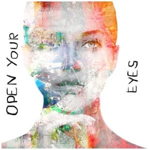 een afbeelding van het gezicht van een vrouw met de woorden open je ogen