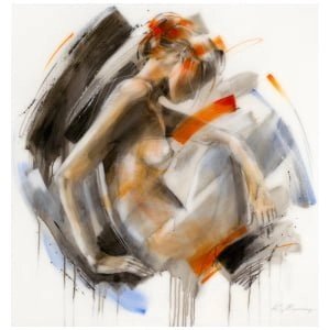 een schilderij van een vrouw zittend in een stoel