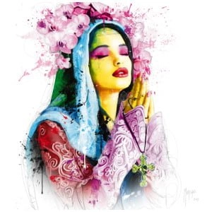 een schilderij van een vrouw met bloemen in haar haar