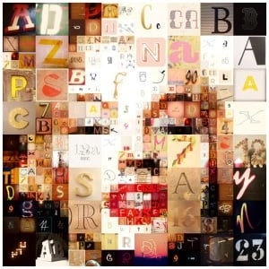 een collage van verschillende letters en cijfers