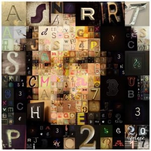 een collage van verschillende letters en cijfers