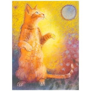 een tekening van een kat die op zijn achterpoten staat