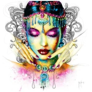 een tekening van een vrouw met haar handen op haar gezicht